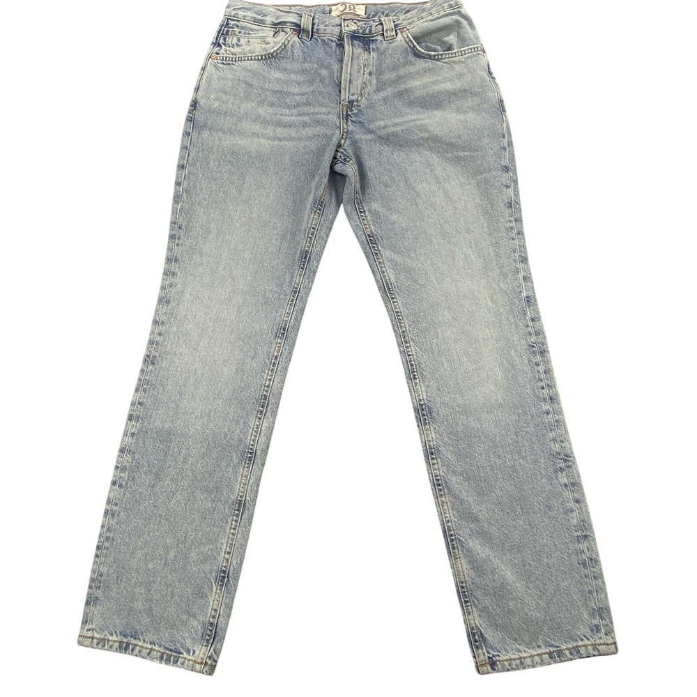 We‎ The Free Curvy Jeans Womens 28 Blue Siren Low Rise Straight Button Fly Denim